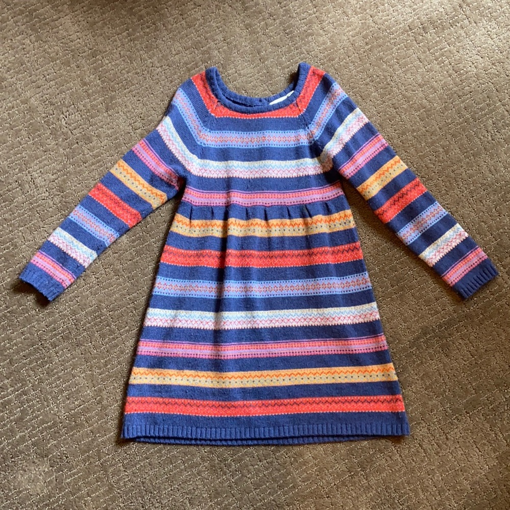 Girls Striped Wool Dress